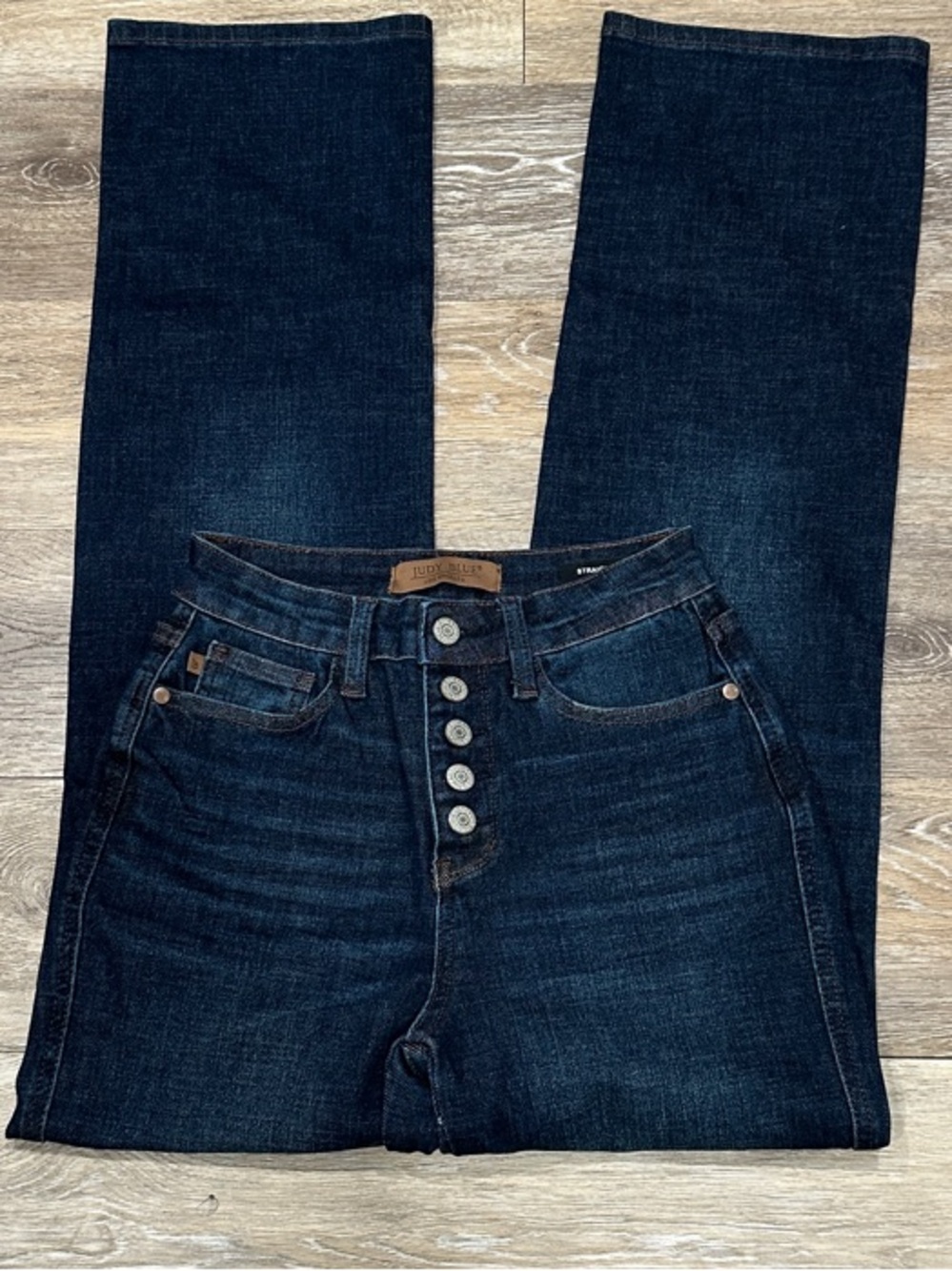 NWOT! Judy Blue Deep Indigo High-Rise Straight Leg Button-Fly Jeans